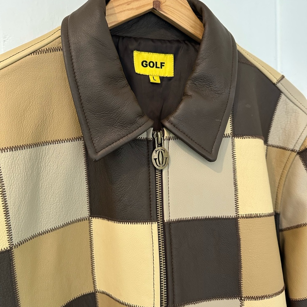 Golf Wang Leather Patchwork Jacket Brown Combo La… - image 3